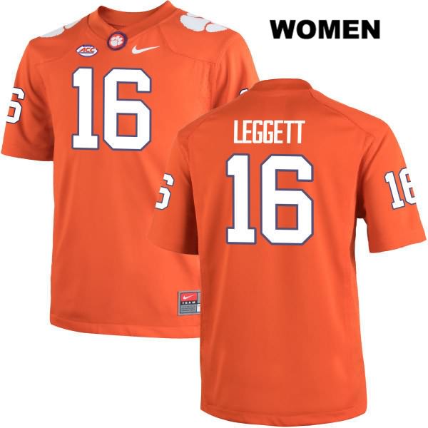 Women's Clemson Tigers #16 Jordan Leggett Stitched Orange Authentic Nike NCAA College Football Jersey KBA6646MO